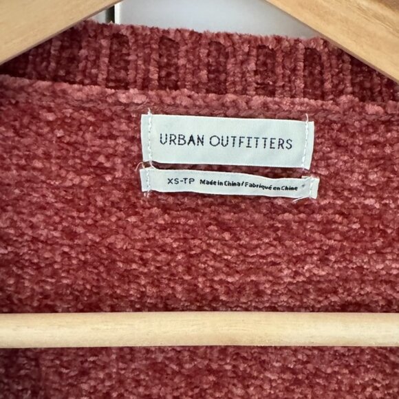 Urban Outfitters Cropped Chenille Cardigan | Rust / Brick Red | Size XS - Picture 3 of 4